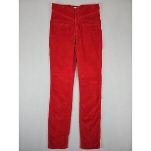 Isabel Marant Etoile Size 26x27.5 Red Corduroy Skinny Ankle Pants Stretch Preppy